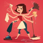 woman spring cleaning