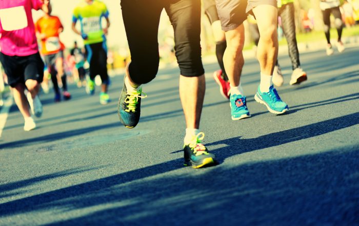 Marathon athletes legs running