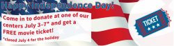Donate this Independence Day and receive a free movie ticket