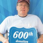 Tom Welch at his 600th donation image