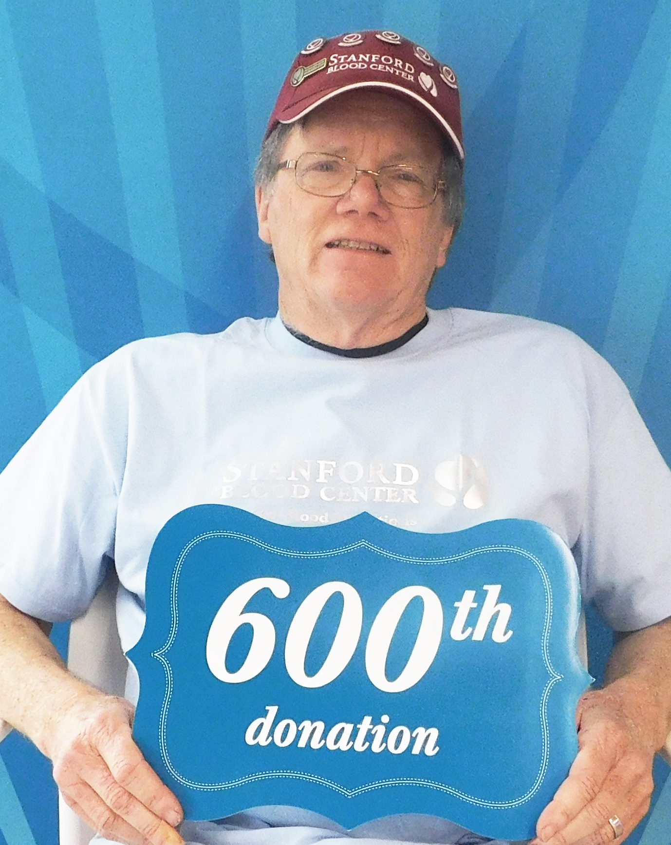 Tom Welch at his 600th donation image