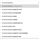 autocomplete on google of are blood donations questions