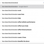 screenshot of google autocomplete for how does blood donation